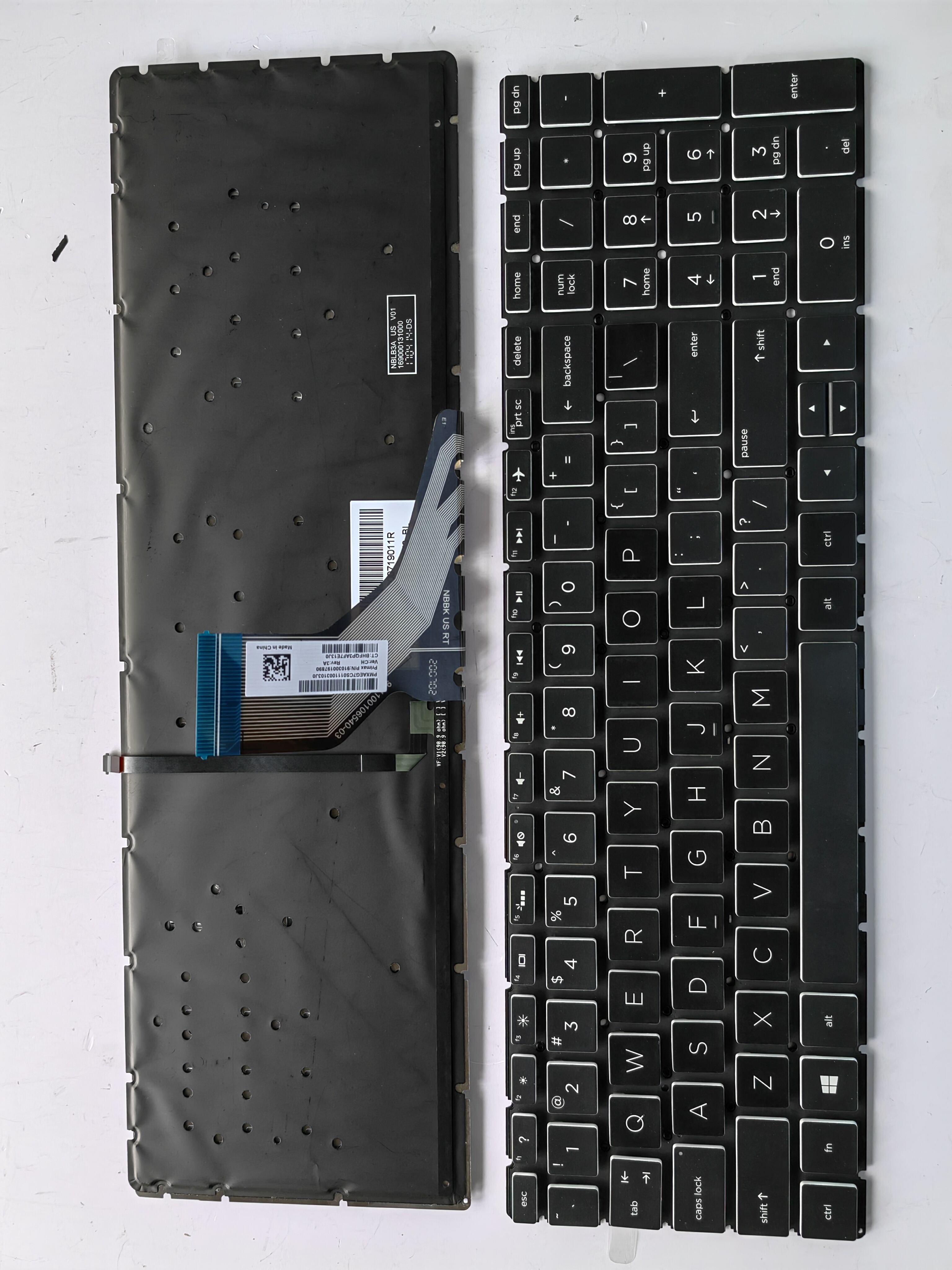Picture of New Replacement Laptop Keyboard For HP 15-DA/15-CX/15-DK/15-CN/15-CR/15-CS/15-DB light transmission BLACK Backlit,White Side US Layout